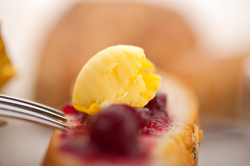 Image showing bread butter and jam 