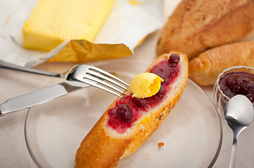 Image showing bread butter and jam 