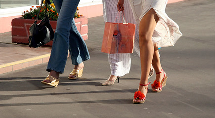 Image showing Girls going shopping