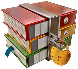 Image showing three colored folders with hinged lock
