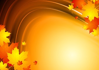 Image showing Abstract autumn design with maple leaves