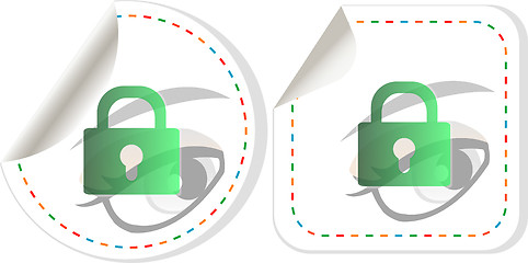 Image showing lock and eyes sign - business icon set