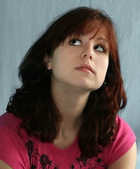 Image showing Teenage girl looking up