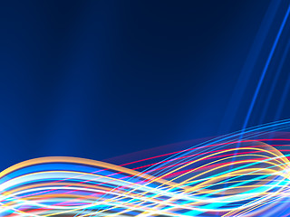 Image showing Colorful lightwaves on dark blue background