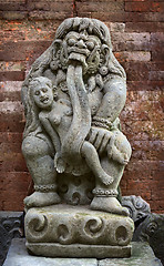 Image showing Antique statue of child-eating Rangda. Indonesia, Bali.