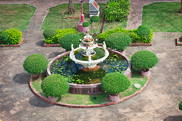 Image showing Old park - fountain with lotus