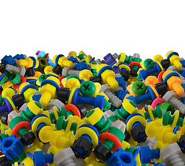 Image showing Color toy plastic bolts and nuts