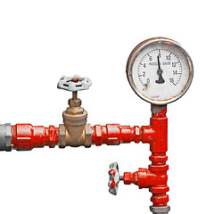 Image showing Old pipes and valves - high pressure supply