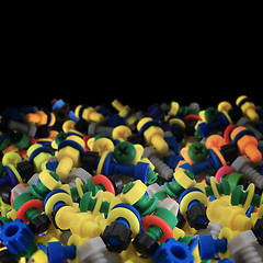 Image showing Toy plastic bolts and nuts