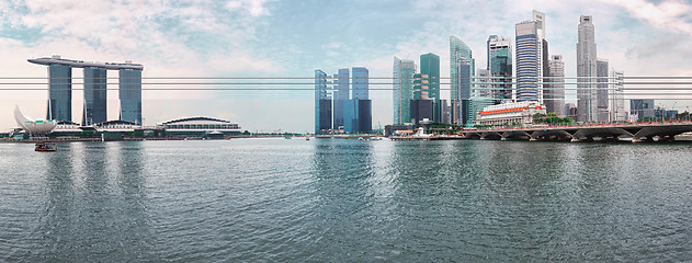 Image showing Singapore skyline - modern skyscrapers from river