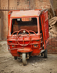 Image showing Grunge small red cargo car