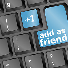 Image showing Modern keyboard with friends text and people symbols. Social network concept
