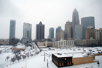 Image showing Charlotte skyline in snow