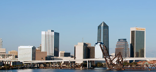 Image showing Jacksonville florida skyline and the St Johns River downtown