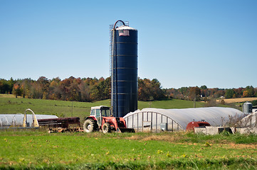 Image showing Country Farm Landscape With Tractor