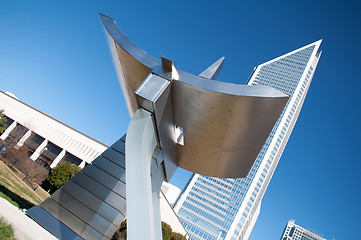 Image showing Statue at charlotte city street entrance on north tryon