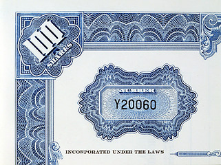 Image showing Shares certificate with serial number