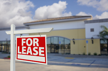 Image showing Vacant Retail Building with For Lease Real Estate Sign