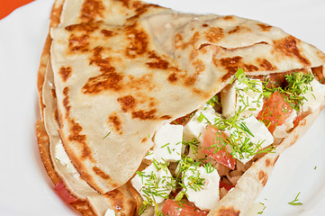 Image showing pancakes with cheese and vegetables