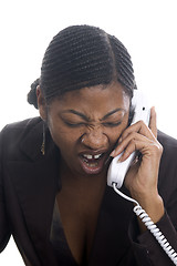 Image showing woman yelling on telephone