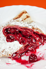 Image showing pancakes with cherries