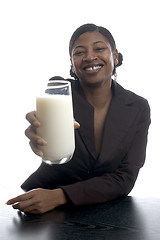 Image showing woman with glass of milk