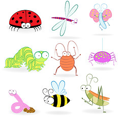 Image showing Set of funny cartoon insects. Vector illustration