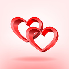 Image showing 3D red hearts. Vector illustration. EPS10