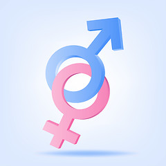 Image showing Pink and blue symbols of Mars and Venus. Vector illustration