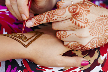 Image showing Henna art on woman's hand