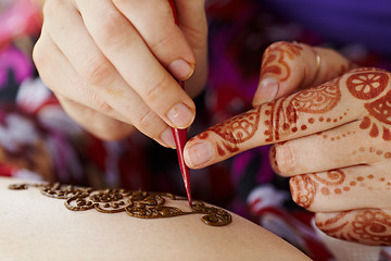 Image showing Henna art on woman's hand