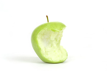 Image showing Green bitten apple isolated on white