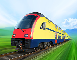 Image showing super streamlined train on rail