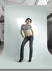 Image showing young woman in the photostudio