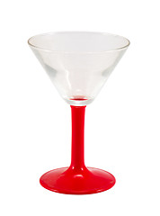 Image showing retro glass water-glass red handle isolated white  
