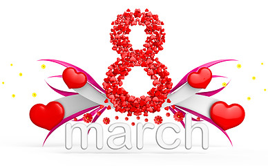 Image showing digit eight consisting of red hearts for March 8
