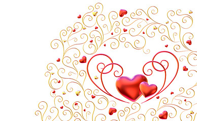 Image showing golden curls branches with hearts