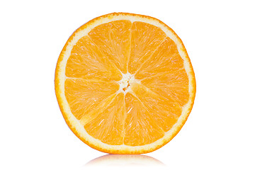 Image showing Slice of orange with reflection