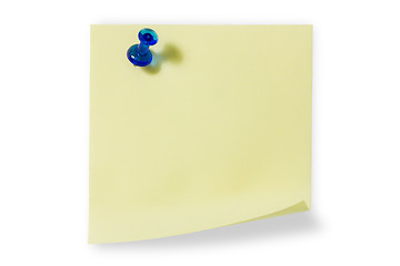 Image showing Sticky note with blue push pin