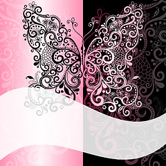 Image showing Pink-black vintage romantic frame