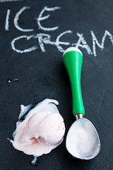 Image showing Strawberry ice cream and scoop