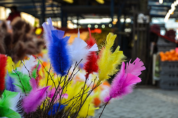 Image showing Twigs and feathers for easter decoration