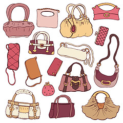 Image showing Women's handbags. Hand drawn Vector Set