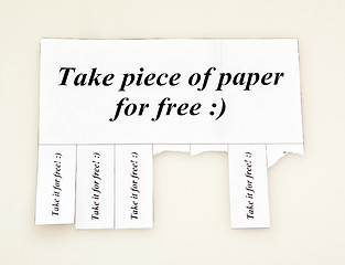 Image showing Humorous ad offers a free piece of paper