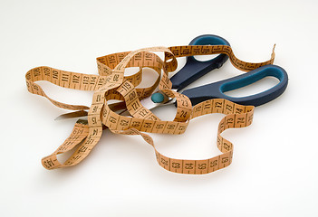 Image showing Measuring tape and scissors