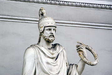 Image showing Statue in the ancient helmet in Saint-Petersburg