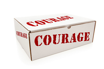 Image showing White Box with Courage on Sides Isolated