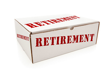 Image showing White Box with Retirement on Sides Isolated