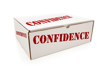 Image showing White Box with Confidence on Sides Isolated