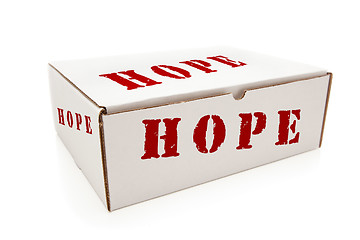 Image showing White Box with Hope on Sides Isolated